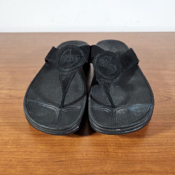 FitFlop Womens Size 8 Wobbleboard Black Slip On Thong Sandal Flip Flop Shoe - Picture 3 of 12